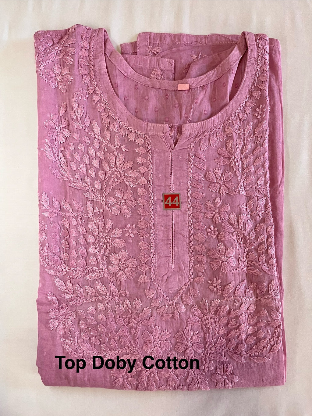 Top - Doby Cotton Lucknawi Chikankari - Dusty Pink