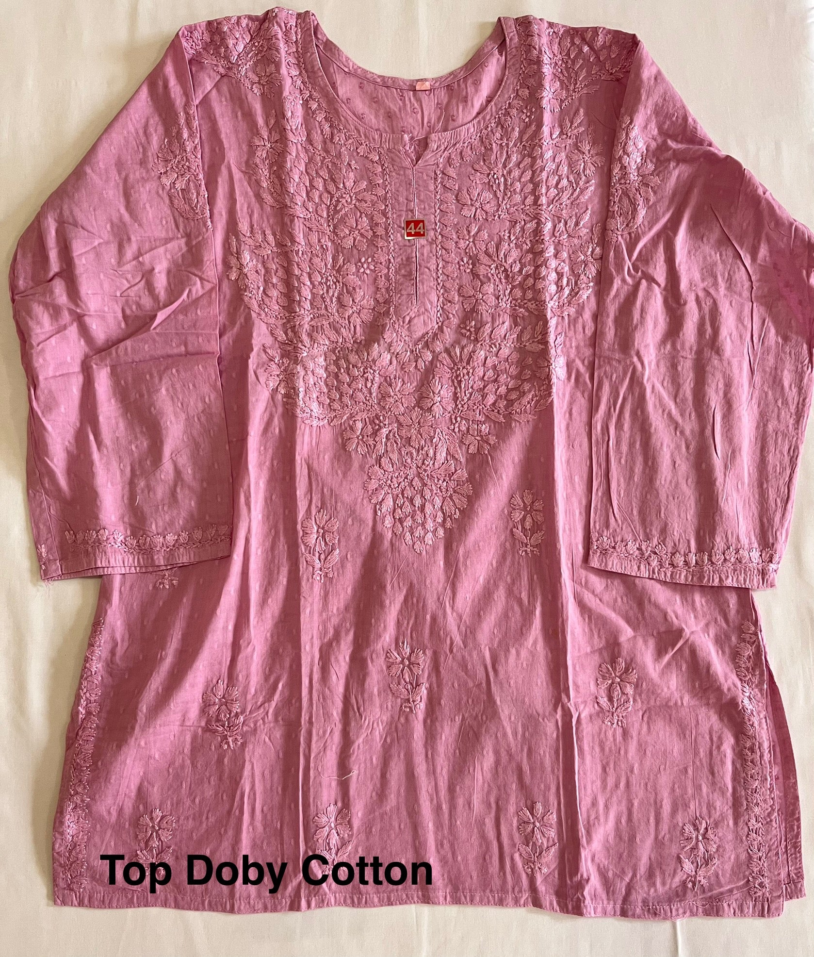 Top - Doby Cotton Lucknawi Chikankari - Dusty Pink
