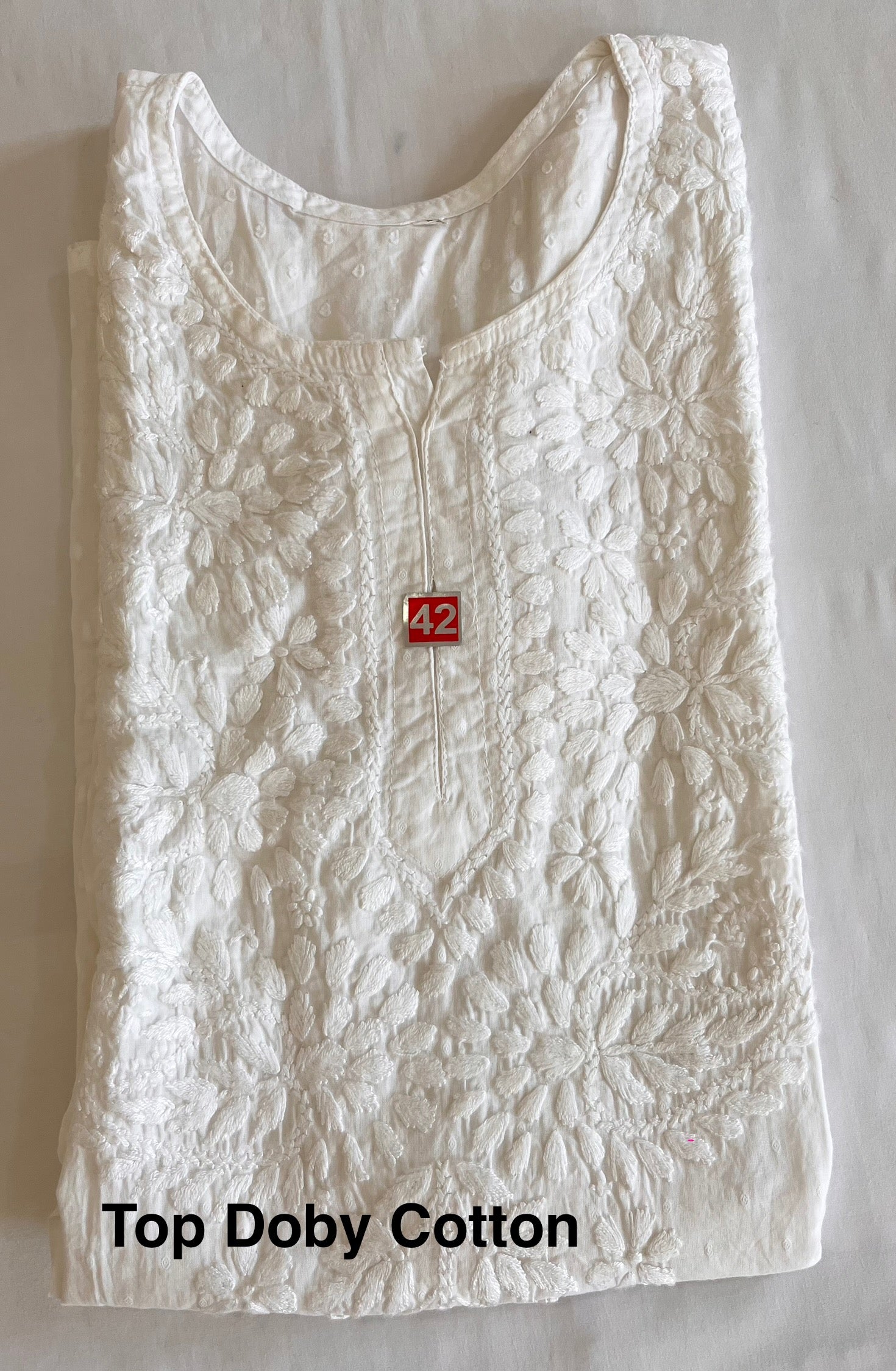 Top - Doby Cotton Lucknawi Chikankari - white